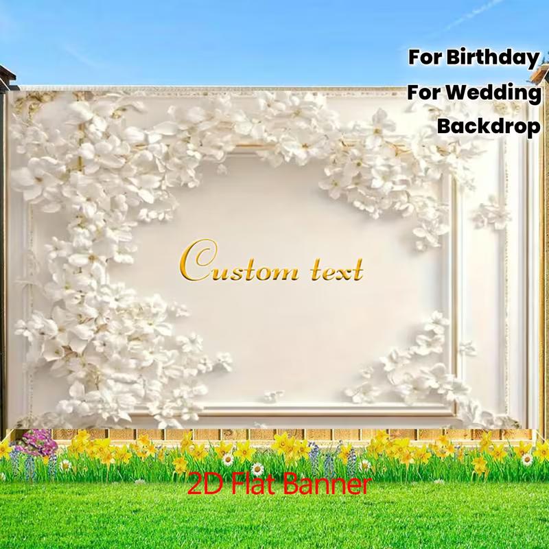 2D Personalized Wedding and Birthday Banner Photography Background Banner 47.2x31.5inch/120*80cm