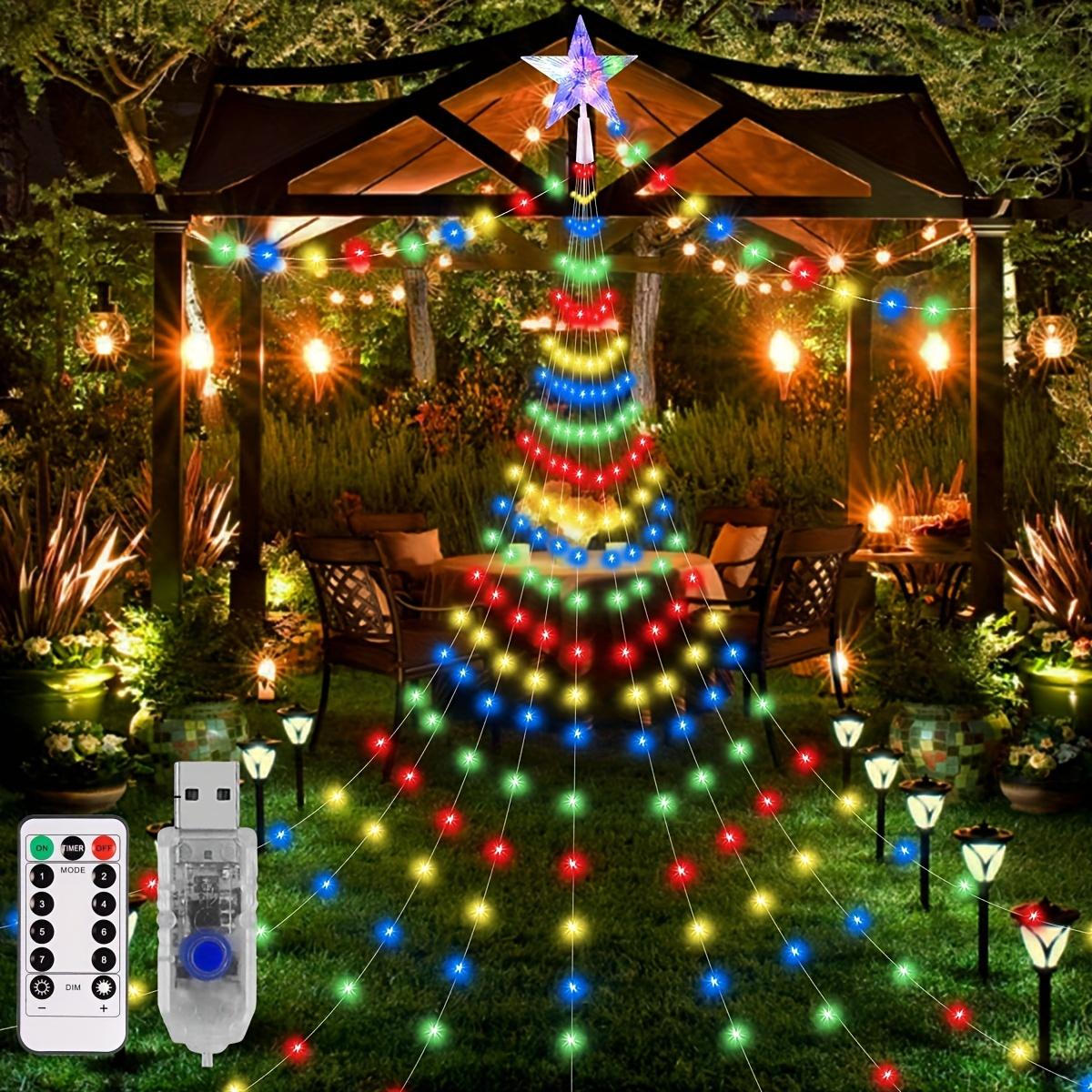 

1 шт. 280 светодиодов USB Гирлянда Водопад Дерево Фея - 9 нитей, 3 м Уличная гирлянда - 8 режимов Оконная гирлянда Сосулька для Рождества 6.6Ft 200LEDS разноцветный