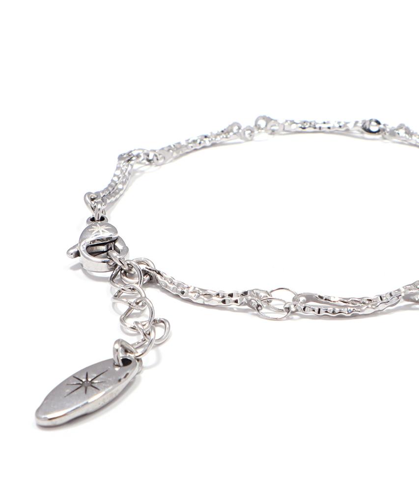 Polalita Wave Texture Double Chain Bracelet (Plt-Br-123_Sv)