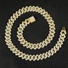 High-Quality Cuban Link 14MM Rhombus Half-Diamond Flip-Top Hip Hop Bracelet Necklace
