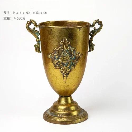 Household Classic Stemware Flower Ware Classic Vintage Vase Huaweng Flower Pot Iron Flower Arrangement Ware Photo Display