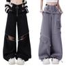 VCWinMeety Cargo Y2K Long Pants with Multifunctional Fashionable Casual Pants for and Winter Women's Pants, Pants, Pockets, Spring, Summer, Autumn,