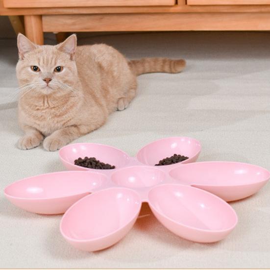 Flower Cat Bowl for Multiple Cats Multi-Compartment Pet Food Bowl Feeding Bowl for Puppies Cats Multi-Pet Households