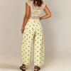 TEMU Women's Mid-Waist Loose Straight-Leg Cropped Jeans with Large Polka Dots