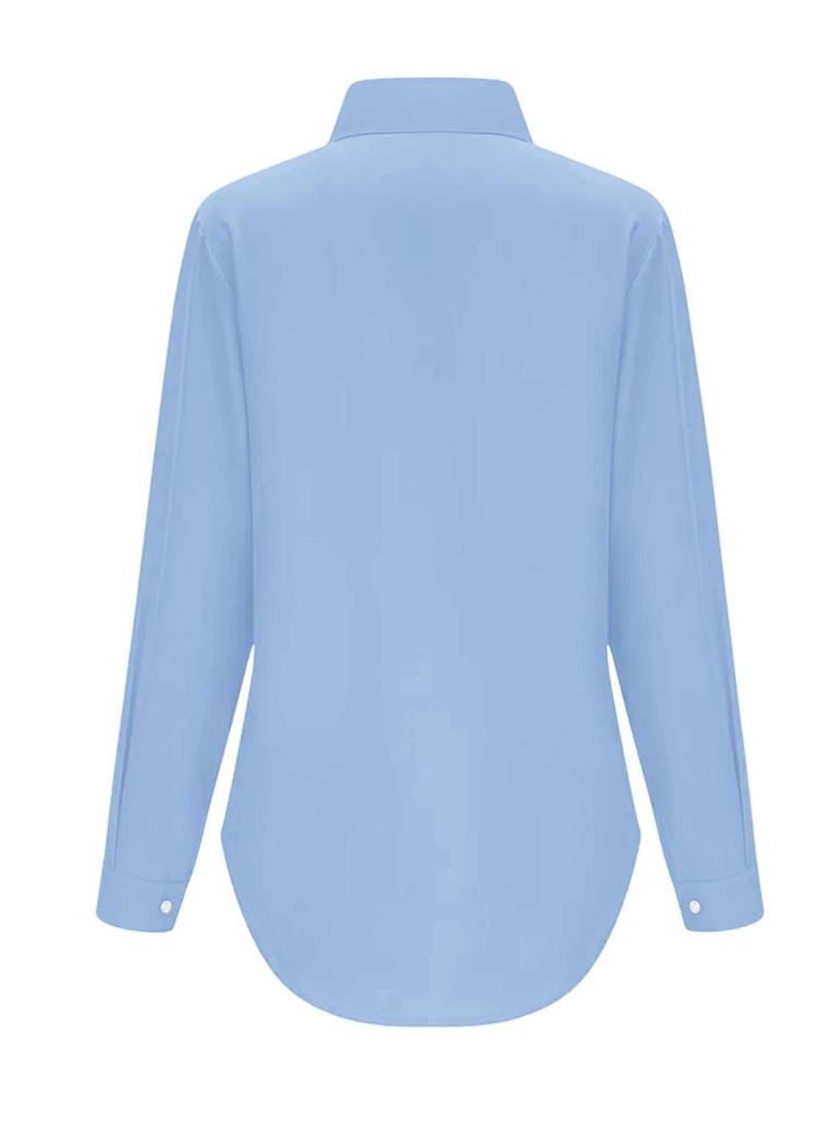 Elegant Women's Long-Sleeved Solid Color Shirt - Basic Casual Office Top