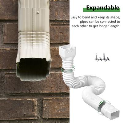 Drain Downspout Extender Flexible Downspout Extender Telescopic Outdoor Drain Pipe Plastic Extension Pipe for Rainwater Drainage