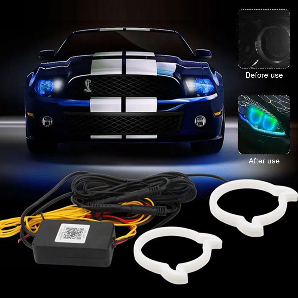 Car Headlight Demon Style Heart LED Angel Eye Ring with APP Control RGB Color Changing for Car Headlight Modification 12V