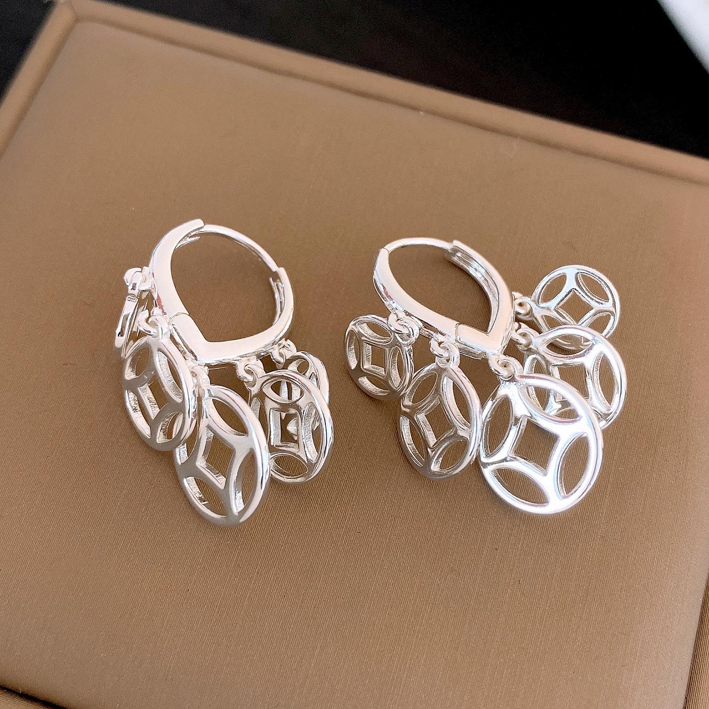 Серьги-кольца из полой круглой меди в стиле Гочао, холодный ветер, серьги-гвоздики, простые персонализированные серьги в древнем стиле