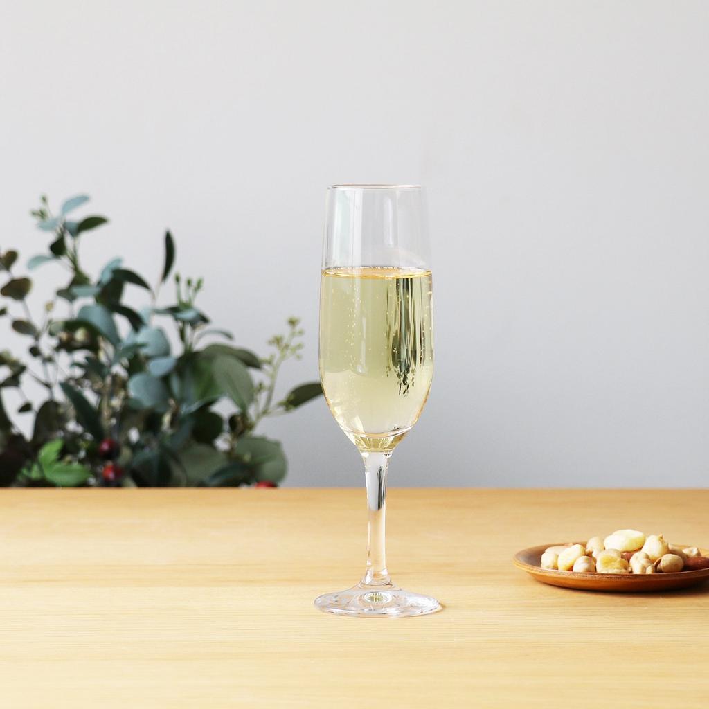 ADERIA H.AX Basic Stem Champagne Glasses, Clear, 185ml, Set of 6, Made In Japan, Shatterproof, Wine Flutes, Cocktail Set, Stylish, for Bordeaux, Burgu