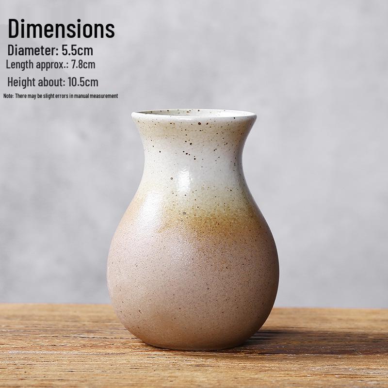 Zen Retro Ceramic Vase: Simple Antique Pottery for Dried Flowers, Small Table Ornament, or Hydroponic Plant Container for Living Room.