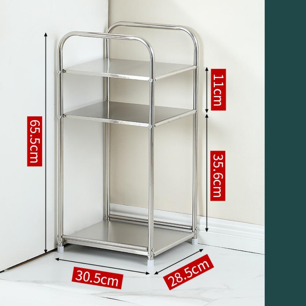 Stainless Steel Bathroom Storage Shelf 2/3 Tier Heavy Duty Bedroom Rack Minimalist Bookshelves Nightstand Living Room Decor