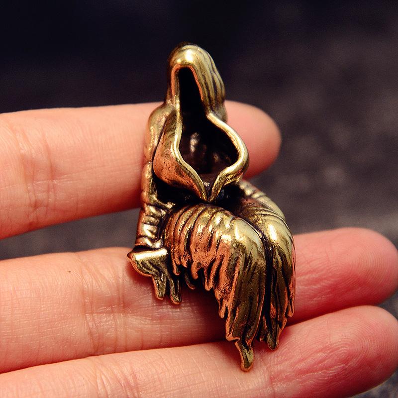 Vintage Copper Ghost Goddess Statue Skeletal Mage Figurine Tabletop Ornament Miniature Halloween Home Decor Crafts Gift