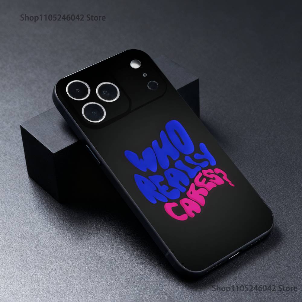 T-Tv Girls Who Really Cares Wear-resistant Phone Case For iPhone 17,16,15,14,13,12,11,Pro,XS,Max,XR,Plus,E,Mini Black Soft Cover