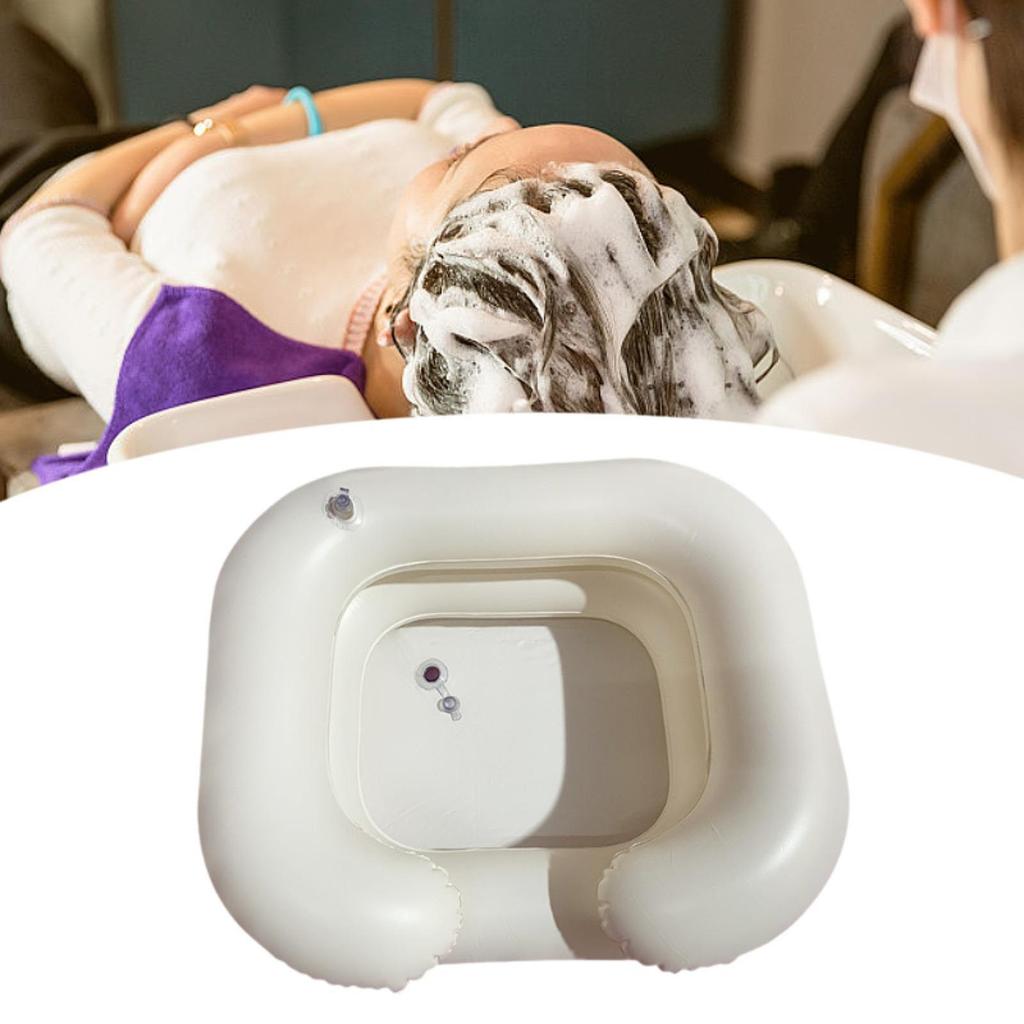Inflatable Shampoo Basin Portable Hair Wash Tub for Limit Mobility Bedridden White