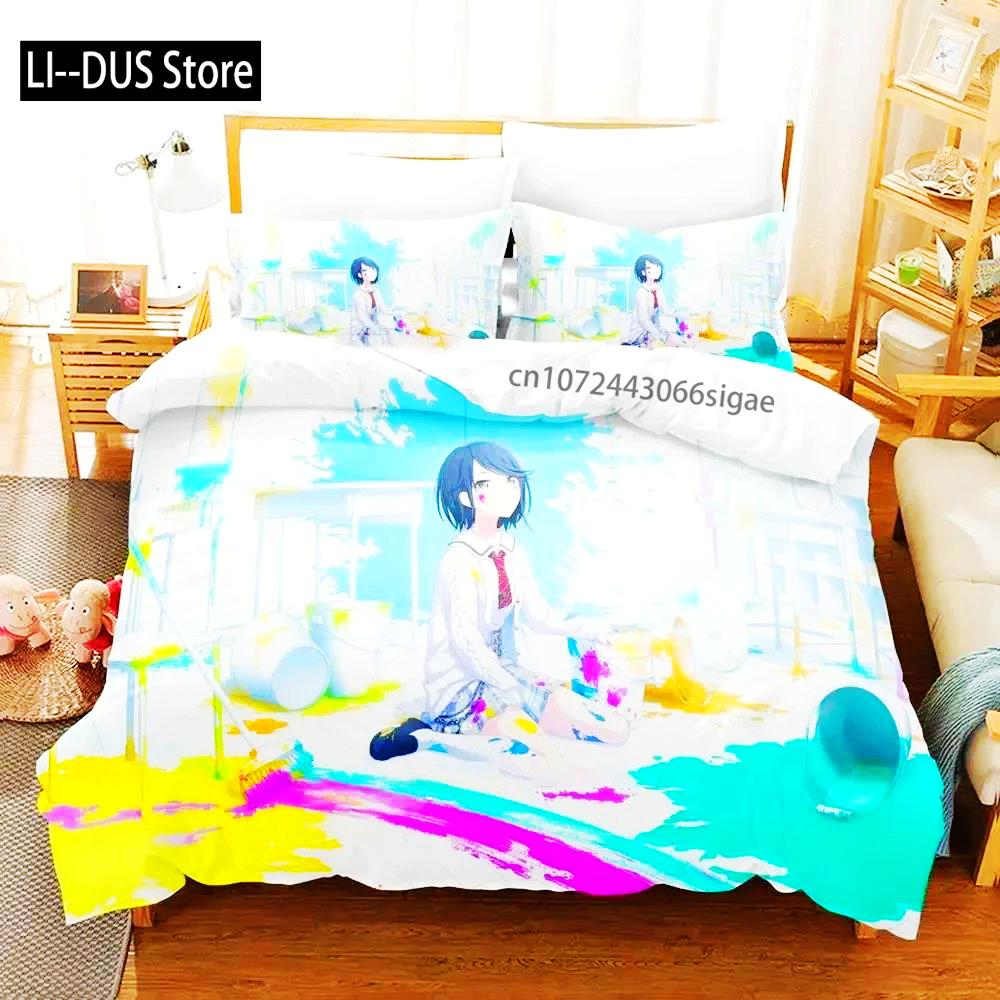 Anime Hoshino Ichika Project SEKAI Bedding Set Duvet Cover Bed Set Quilt Cover Pillowcase Comforter King Queen Size Boys Adult