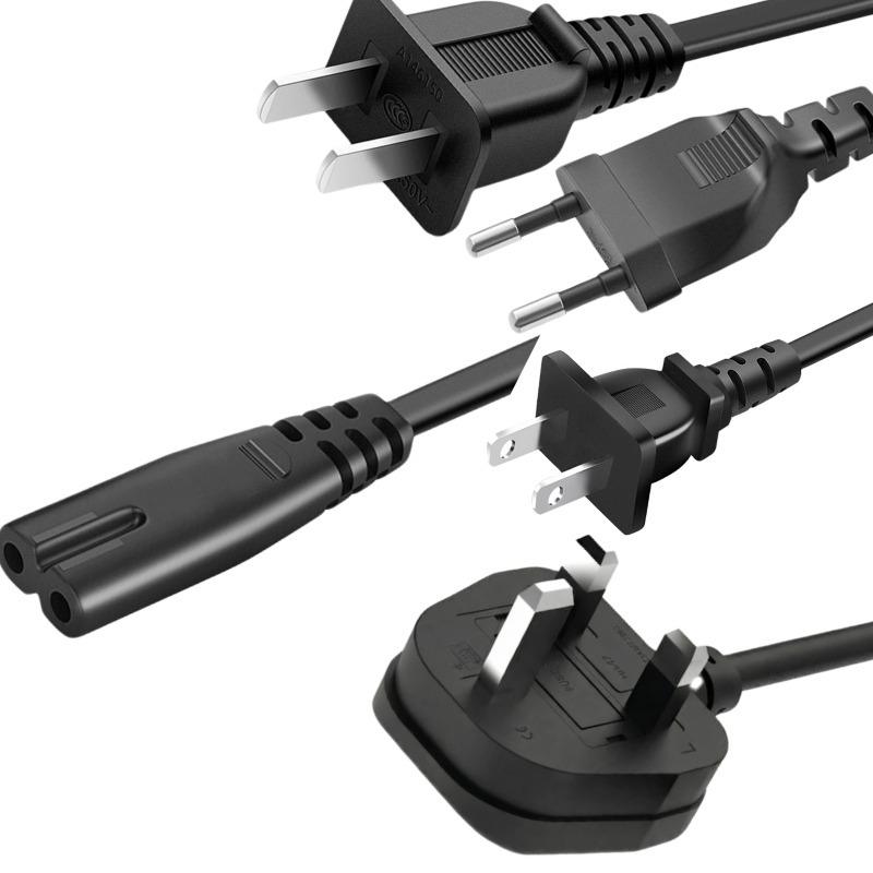 Certified Pure Copper Figure-8 Power Cord for Monitors & Shavers - 2-Core, Two-Pin Plug