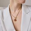Vintage Oval Red Resin Jewelry Set 18K Gold Plated Stainless Steel Toggle OT Clasp Chain Necklace Stud Earrings Women Jewelry