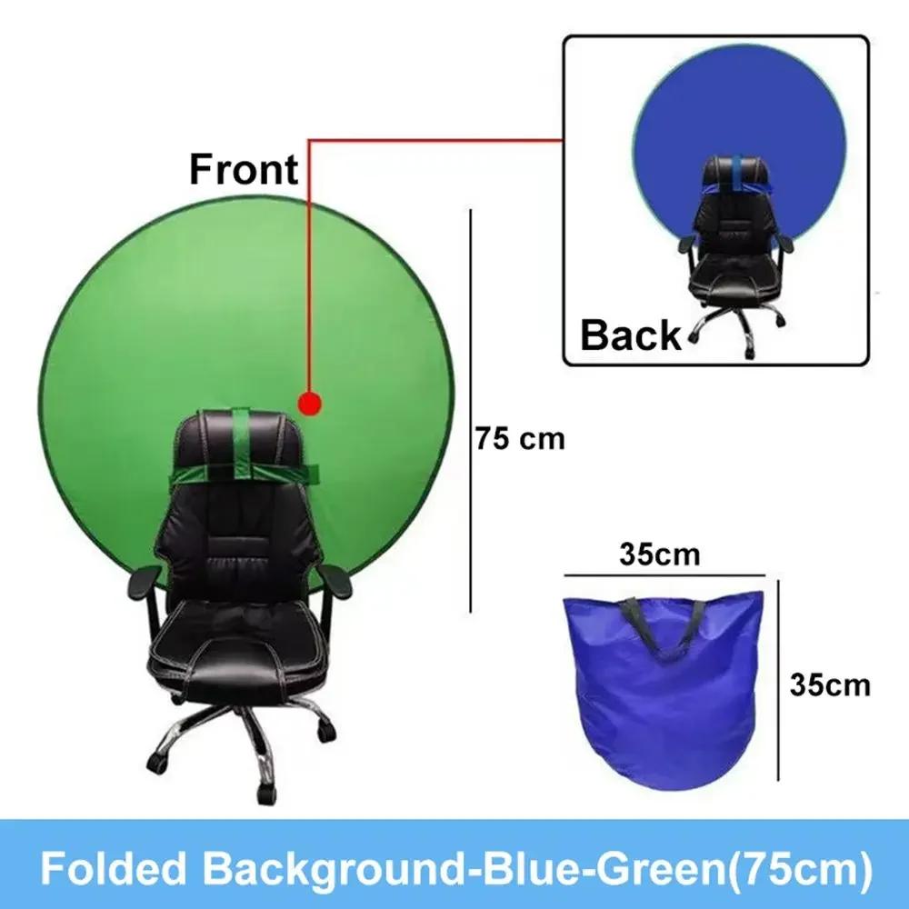 

2-in-1 Green Blue Double-sided Screen Background Cloth Circular Foldable Photography Studio Backdrop Chromakey with Storage Bag