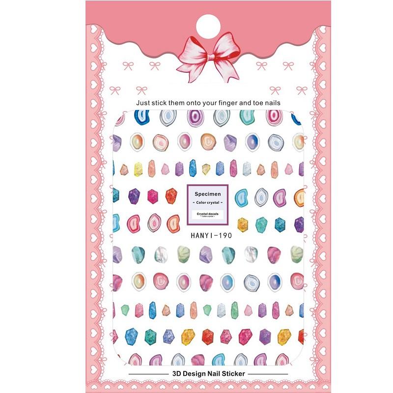 1 Sheet Adhesive 3D Nail Stickers Decals Press On Tips Manicure Decoration Geometry Letter Design