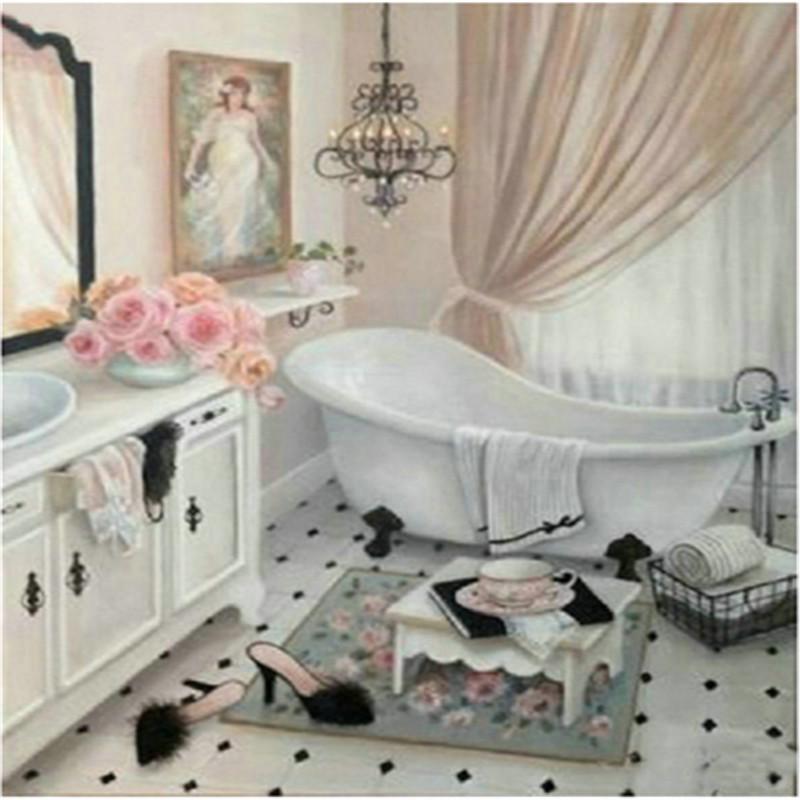 Buy Full 5D Diamond Painting " Bathroom " DIY Diamond Mosaic Sales at