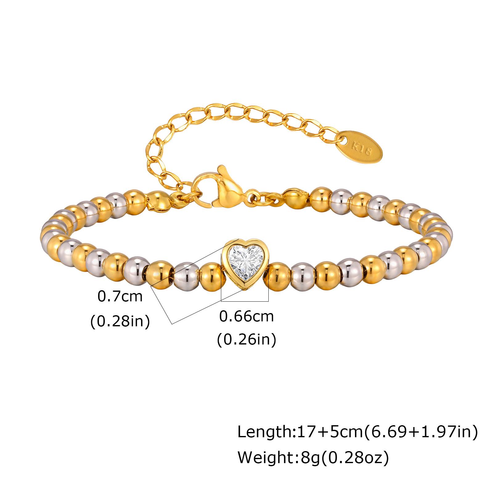 

Vnox Mixed Color Link Chain Bracelet, Stainless Steel Round Beads Bracelet For Women, Love Heart Jewelry Christmas Gift