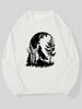 Men's Howling Wolf Under Moonlit Forest Silhouette Pattern Casual Crew Neck Sweatshirt
