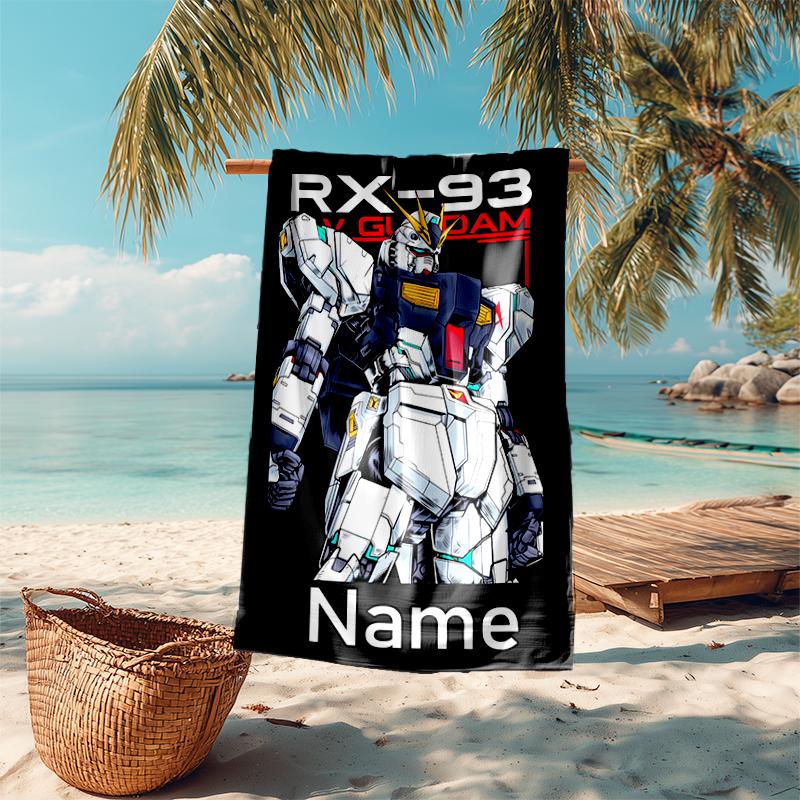 Personalized customized proof beach towel with Mobile Suit Gundam pattern - soft, absorbent,quick-drying,perfect swimming,camping&bathing