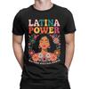 Men T-Shirts Latina Power Women Flowers Unique Cotton Tee Shirt Short Sleeve Hispanic Heritage Month T Shirts Merchandise Gift