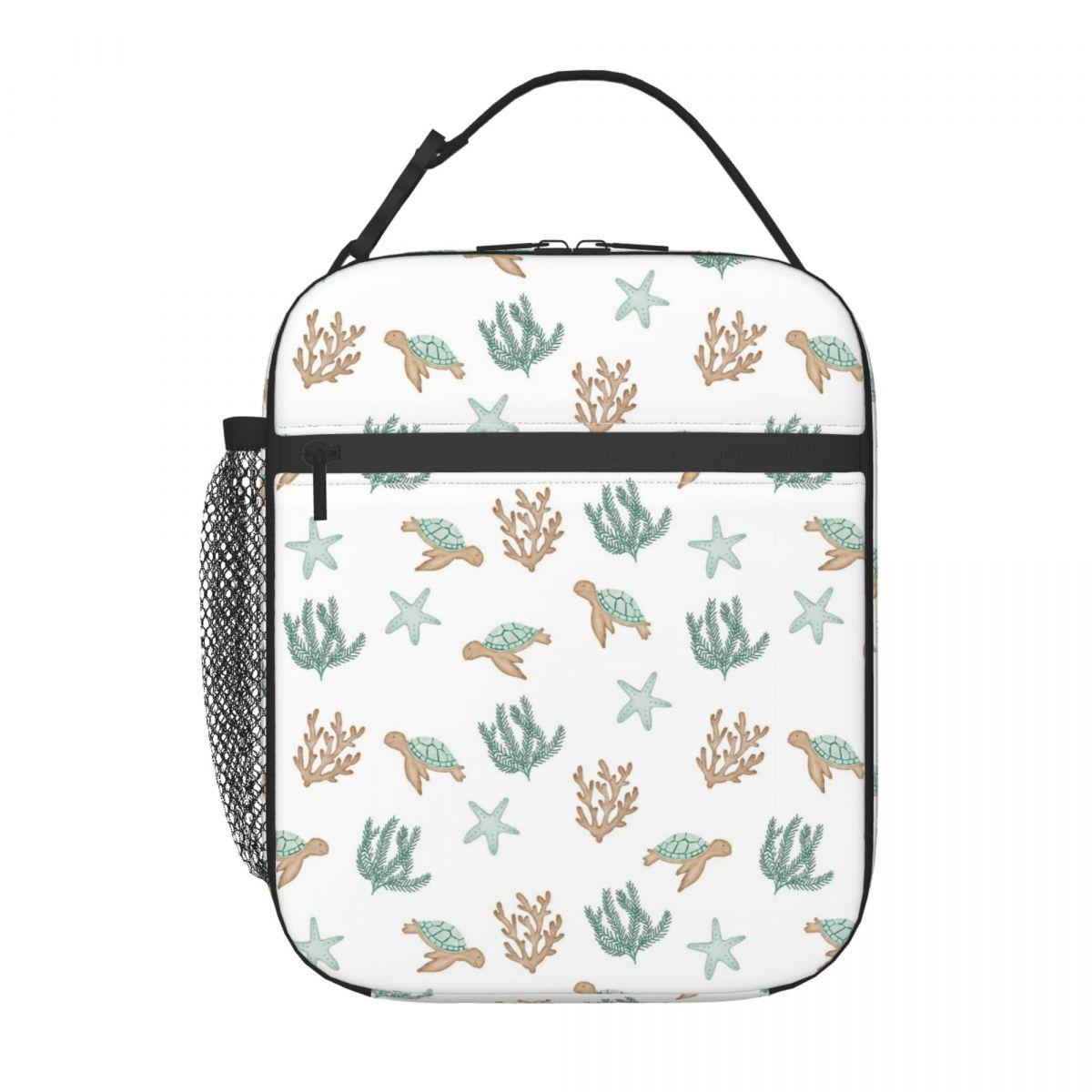 

Sea Creatures Sea Turtle Shell Starfish Pattern Insulated Lunch Bag for Women Kids Portable Food Boxes Thermal Lunch Box Tote One Size