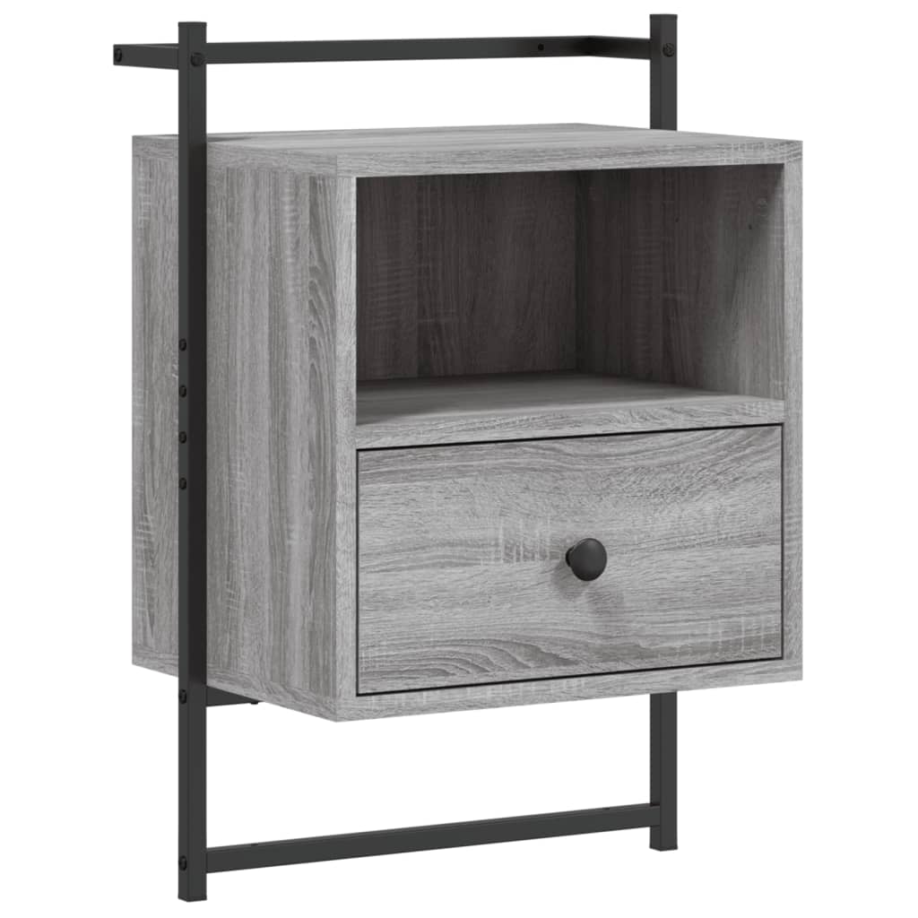 Wall Mounted Nightstand Grey Sonoma 40 x 30 x 61 cm Particleboard