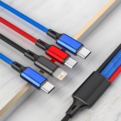 4 In 1/ 3 In 1 Micro USB Type C Fast Charging Cable 3A Quick Charge Phone Data Line Cord For Iphone 15 14 Xiaomi Huawei USB C