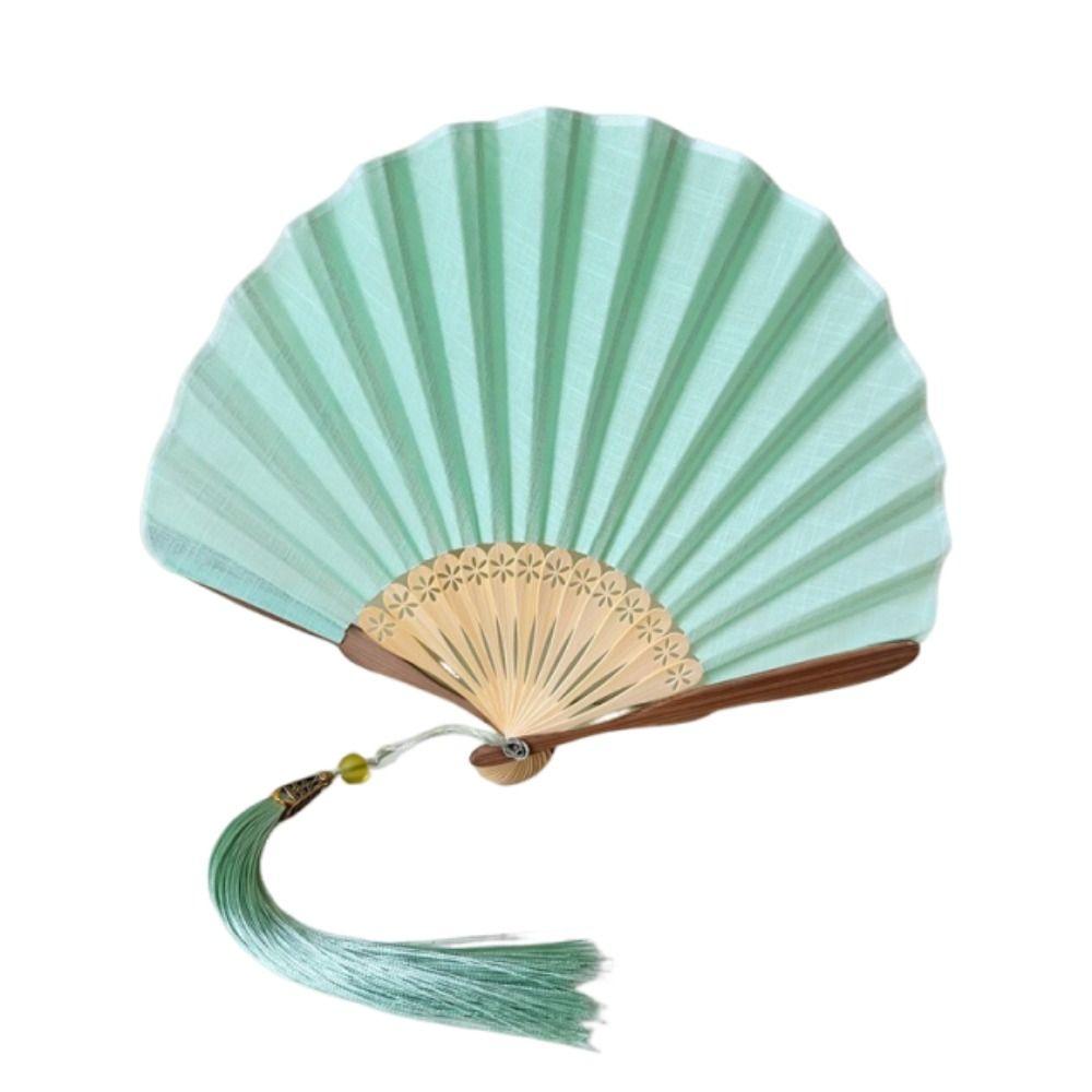 Light Green Folding Hand Fan Shell-Shaped Dance Fan Creative Retro Handheld  Fan  Wedding