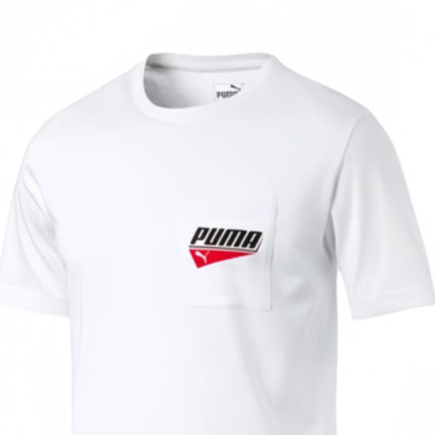 Puma Alphabet Logo Print Pocket Casual Round Neck Short Sleeve T-Shirt Men Tops White 844617-02