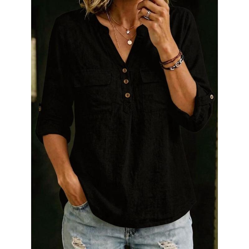 JPNTKY Women's Fashion Casual Long Sleeve V-Neck Blouses & Shirts