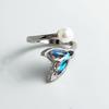 Bague Club BF en Argent Sterling 925 pour Femmes Simple Géométrique Irregular Fait Main Anneau Queue de Baleine Bleue Rétro Allergie Pour Cadeau d'Anniversaire