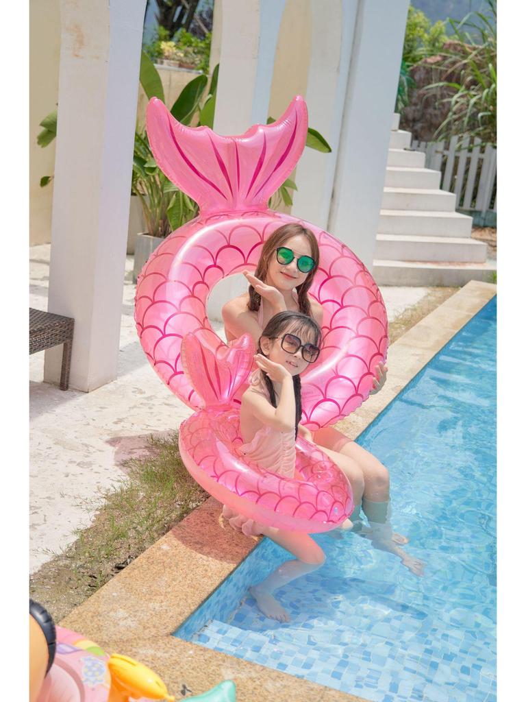 Xiaolü Thickened Mermaid Armpit Float: 110cm Adult Swim Ring with Fishtail Design