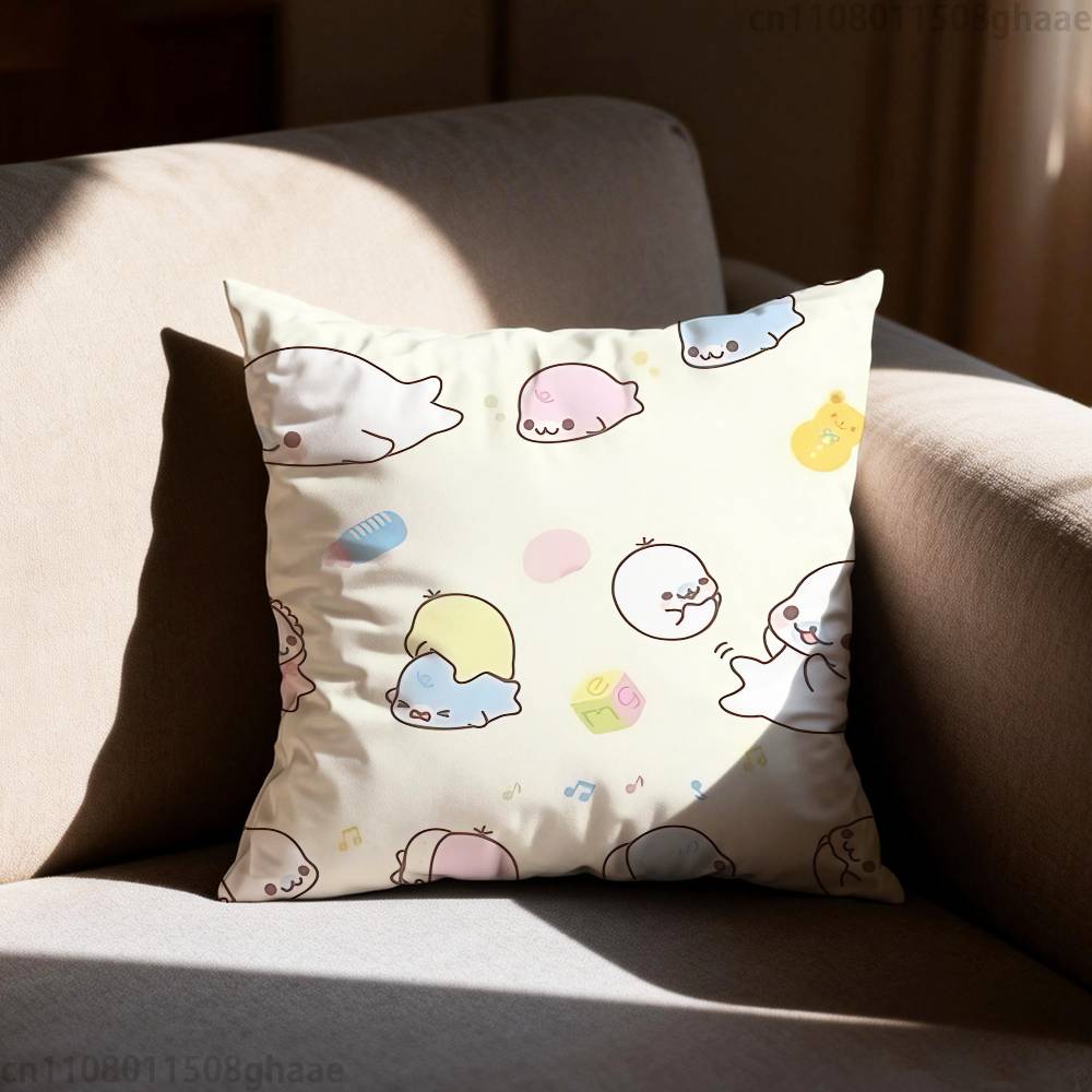 PINK Kawaii MMamegoma Pillow Case Square DoubleSided Printing Short Plush Sofa Cushion Cover Bedroom Bedside Pillow