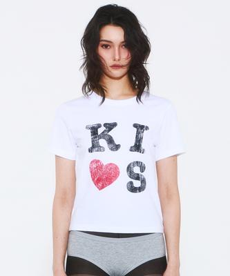 Kimseupeulesikoteunmakes Kiss Mar Logo T-Shirt White