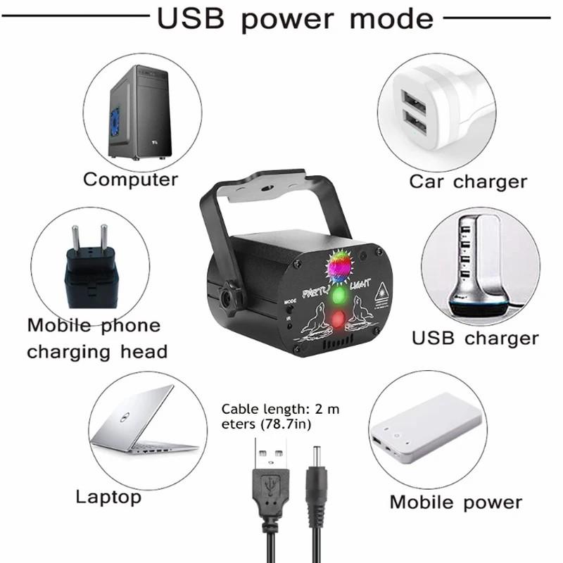 Home Party Effect Stage Light Wireless Remote Control Projection Lamp DJ Disco Laser Light for Birthday Holiday Christmas Gift