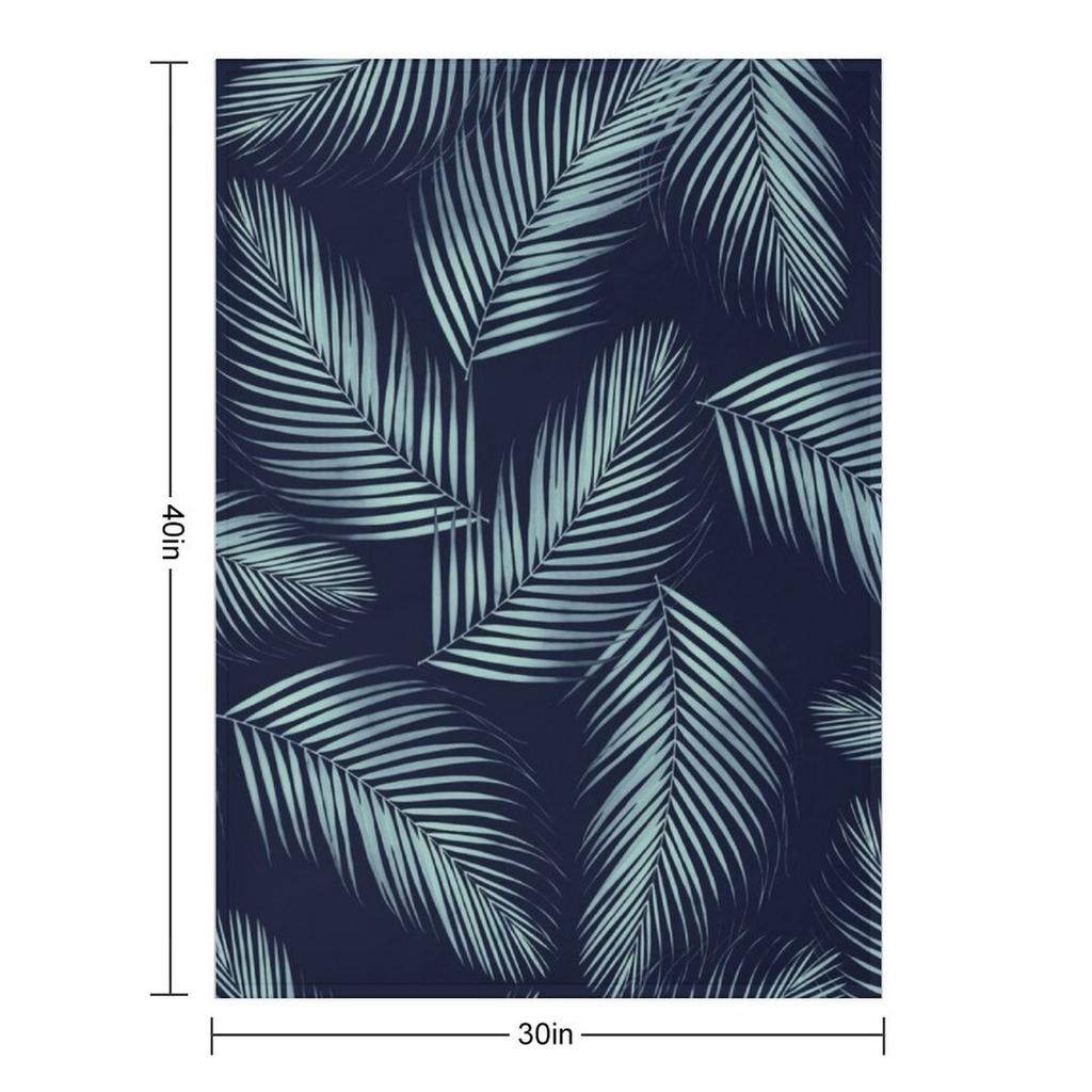 Palm Leaves Pattern - Navy Blue Mint Cali Vibes #1 #tropical #decor #art Throw Blanket Thermals For Travel for Babies Blankets