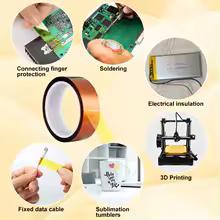 High Temperature Resistant Polyimide Tape 280°C Golden Insulation Adhesive Heat Resistant Electrical Tape for Industrial Welding and 3D Printing