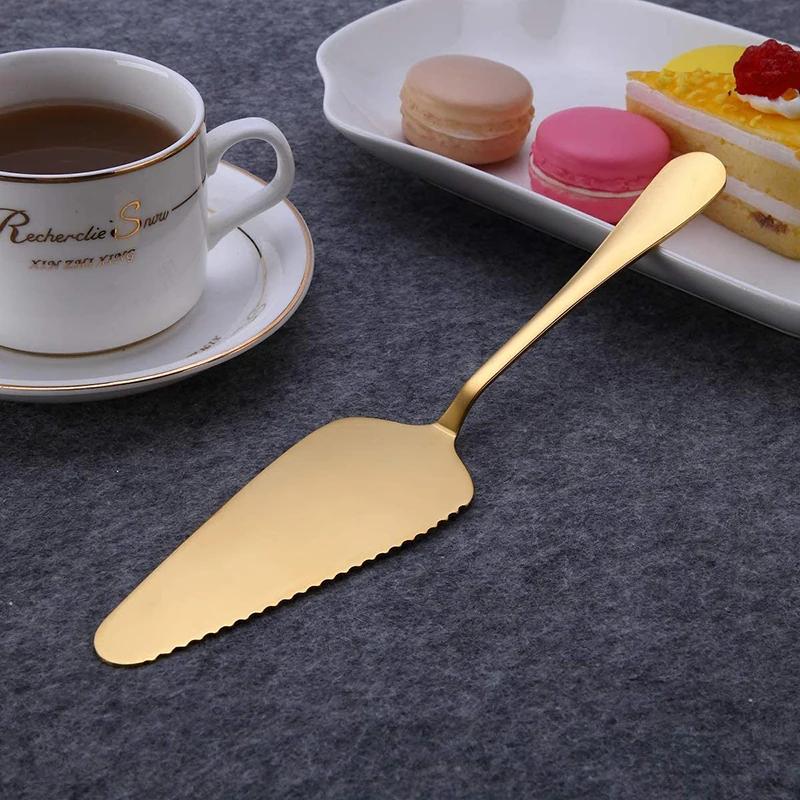 6-Piece Flatware Serving Set, Stainless Steel Serving Utensils Cake Server Slotted Spoon Fork Butter Knife Soup Ladle