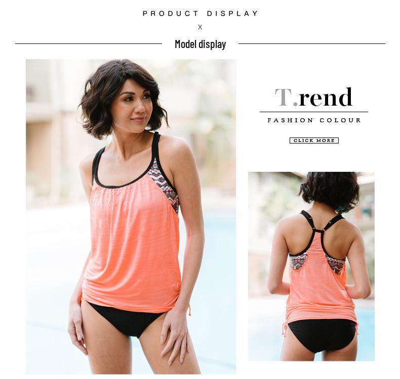 Sleeveless Solid Color Split Tankini - Women's Sexy Summer Beach Swimsuit Set