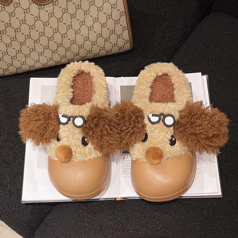 

Милые хлопковые тапочки женские 2025 зима новая мода утолщенные теплые домашние тапочки хлопковые тапочки женские зимние тапочки 41 темно-коричневого