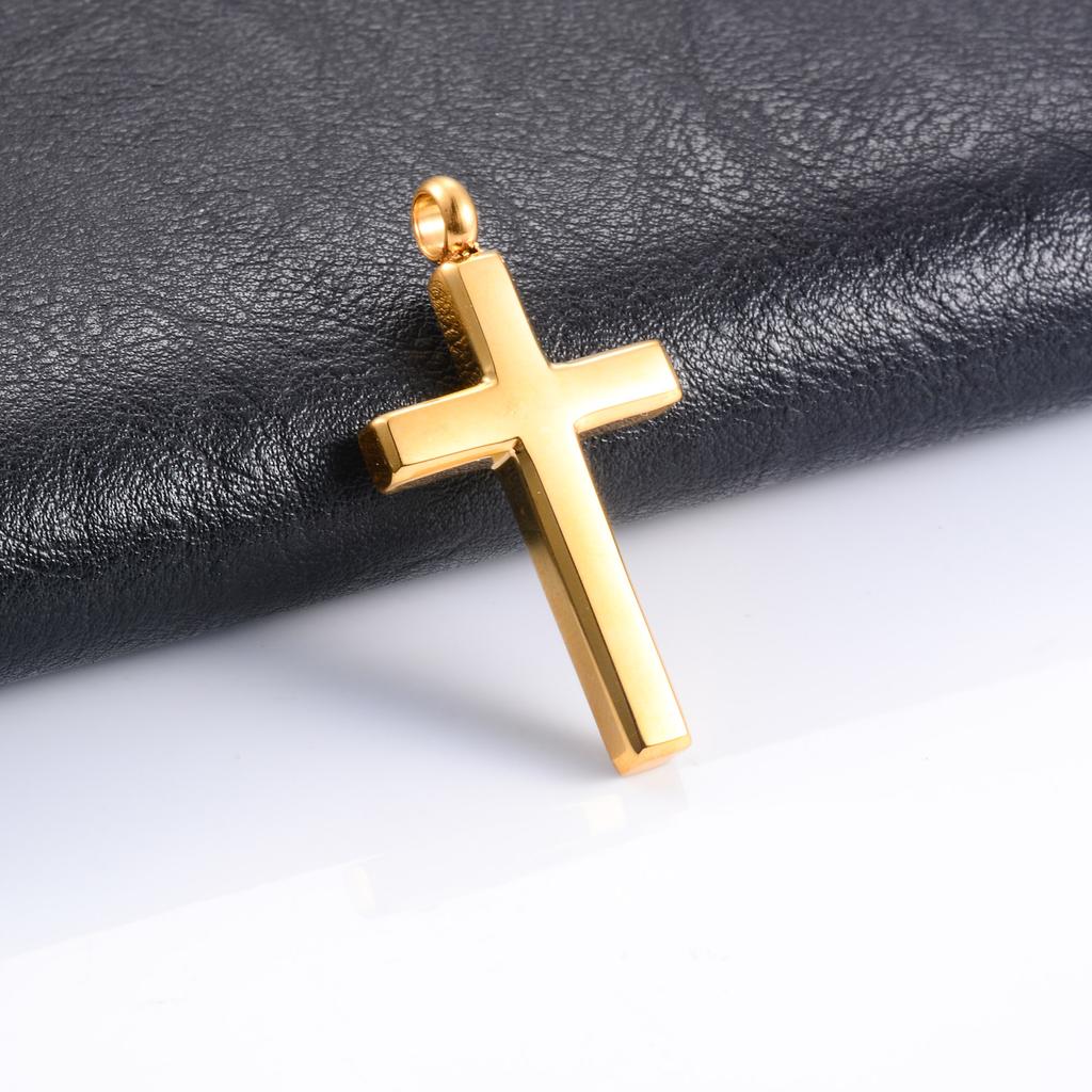 Christian Stainless Steel Cross Pendant Necklace for Women Men Charms for Chain Choker Minimalist Prayer Jewelry Accessories