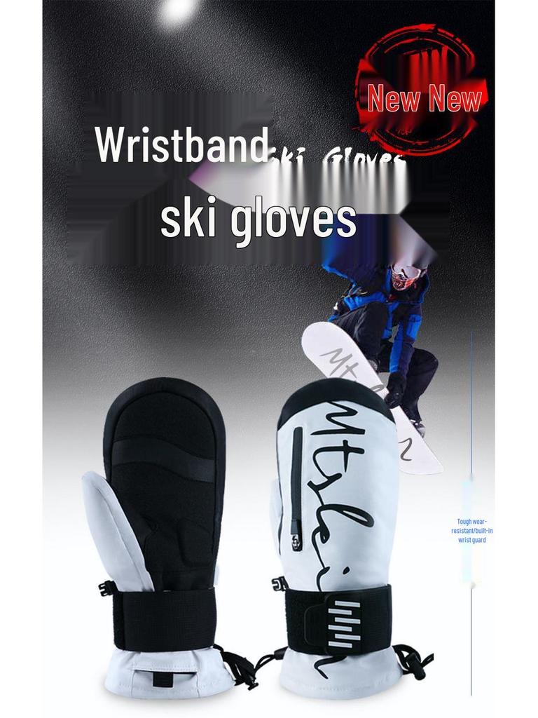 Unisex Shock-Absorbing Waterproof Snowboard Gloves with Wrist Guards and Touchscreen Capability for Winter