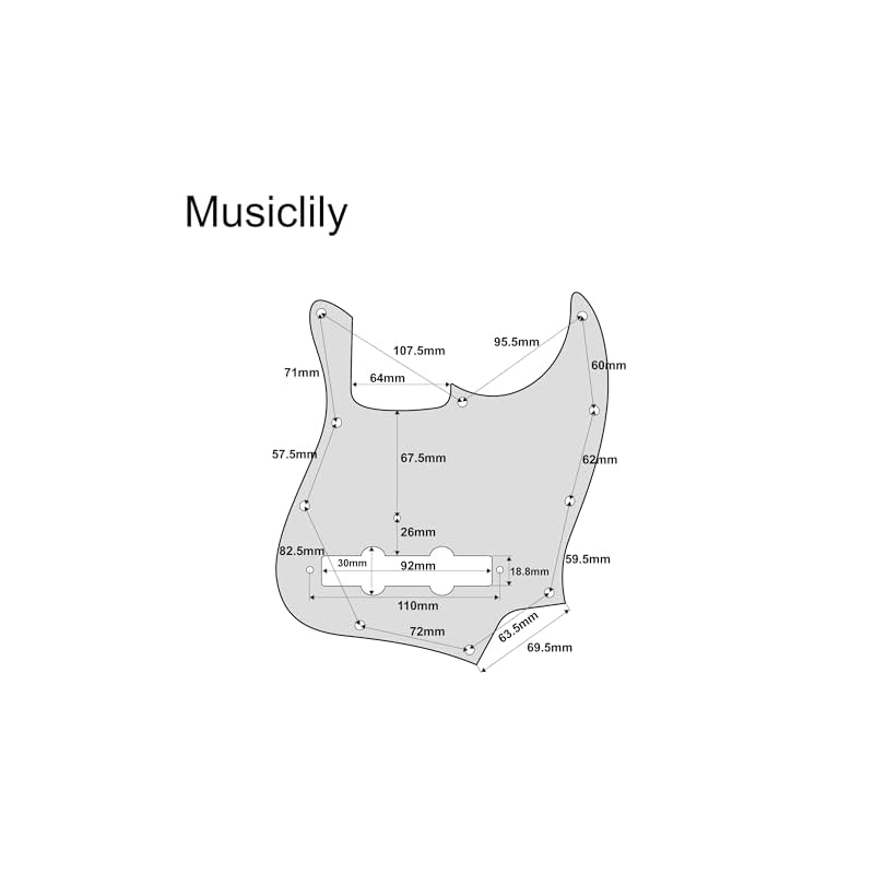 Musiclily Pro 11-hole Jazz Bass Pickguard, Made in Japan, for 4-string Fender Jazz Bass, 4-ply Tortoiseshell