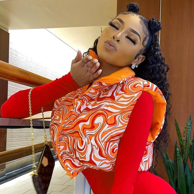 Autumn Winter Fashion Casual Slim Outerwear Woman Patchwork Print Jacket Female Thick Warm Parka Cotton Ladies Puffer Outerwear