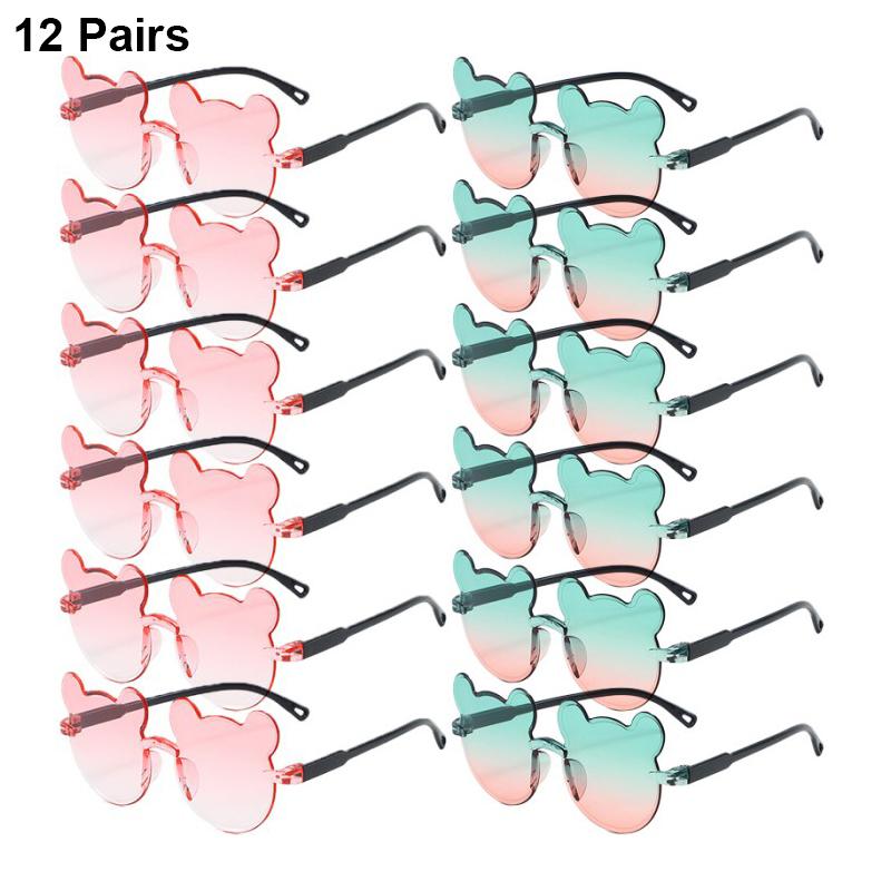 1/12 Pairs Cute Bear Shaped Sunglasses for Children  New Fashion Rimless Multi-color Decor Shades Stylish Design Sun Glasses