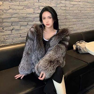 Pelzkraft Winter neuer Pelzmantel Damen Imitation Fuchspelz Kapuzenmantel warmhaltend